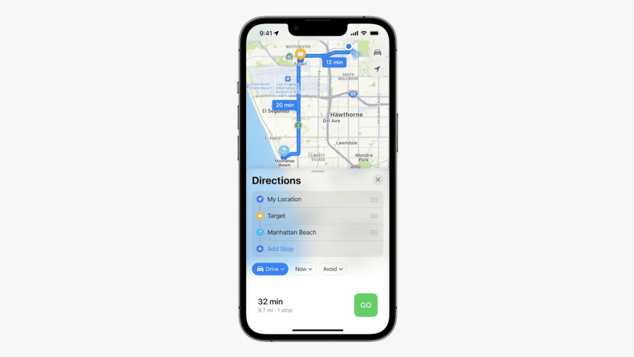 Example of apple maps on the background of an iphone