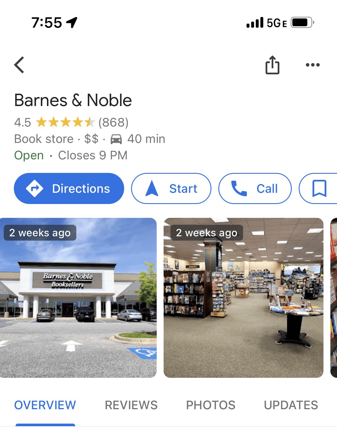 An image of Barnes and Noble search results with a few images and the time in which they were uploaded