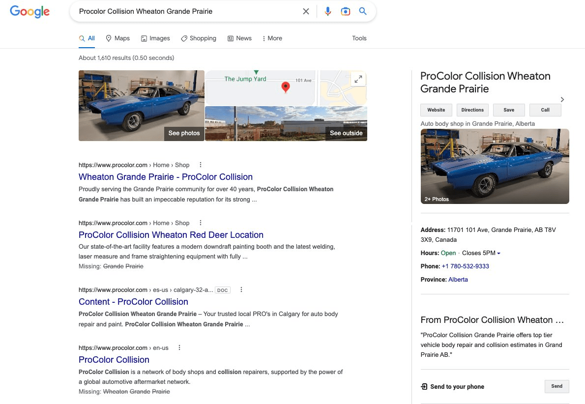 An image showcasing that local business photos taking top position in the SERP