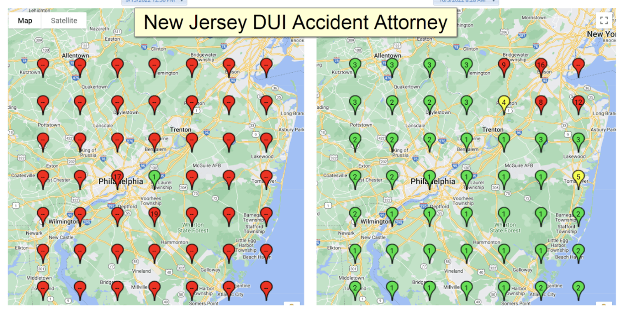 A chart from Google showing improved ranking after adding “DUI injury litigation” to an attorney’s profile, courtesy Sterling Sky