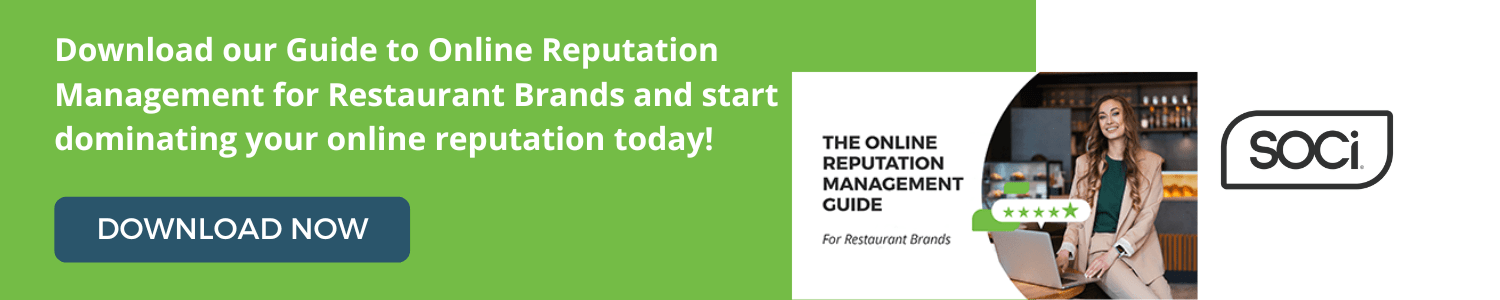 Green and white CTA for the Online Reputation Management Guide for Restaurant Brands