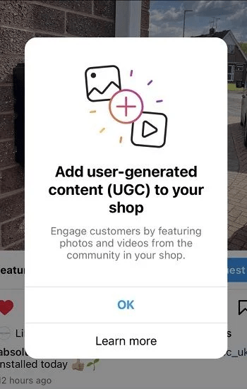 An image highlighting Instagram’s new UGC prompt for retail businesses