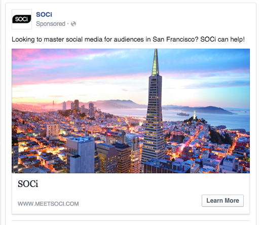 Example of Facebook Ad with Cityscape
