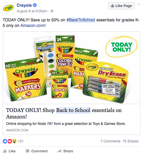 Crayola Facebook Back-to-School Deal