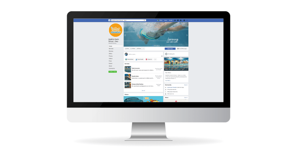 Goldfish Swim School - Facebook overlaid on a screen 2
