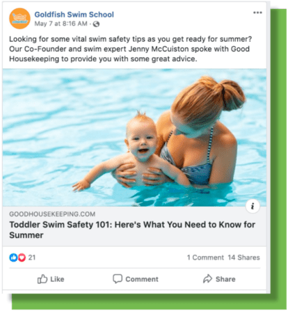 Goldfish Swim School Post on Facebook