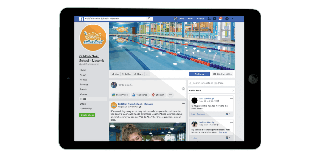 Goldfish Swim School- Profiles and Pages Overlaid onto Screens