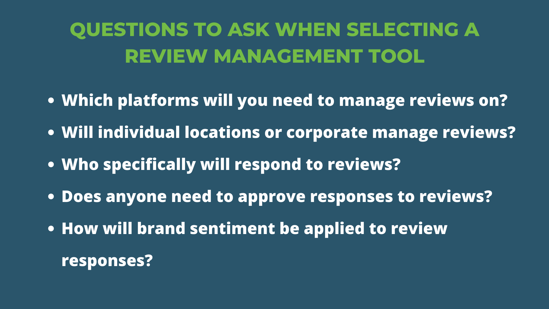A list of questions to ask when considering a review management solution