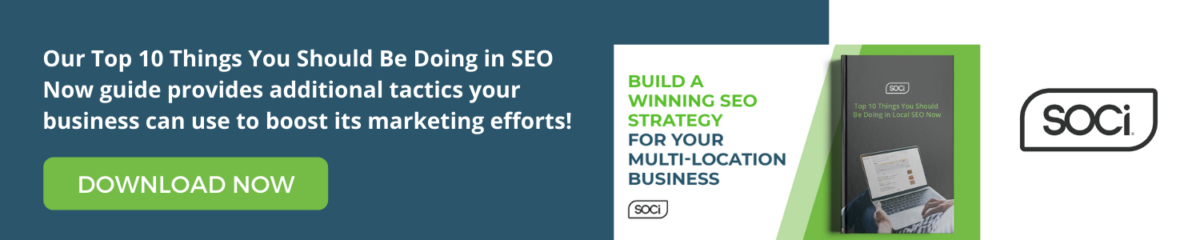 Download button with a preview of SOCi's local SEO guide