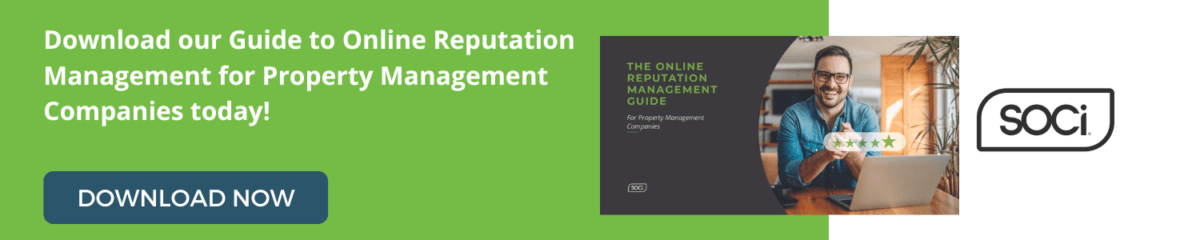 A green and white call to action for the The Online Reputation Management Guide for Property Management Companies