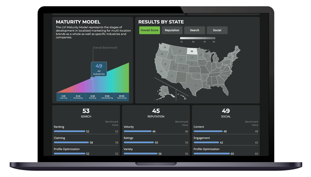 An image showcasing the interactive dashboard from the Local Visibility Index