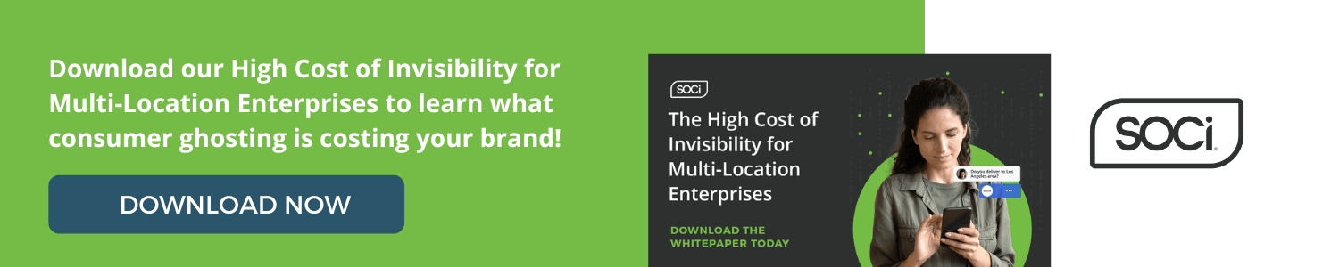 A green and black CTA encouraging users to download The High Cost of Invisibility for Multi-Location Enterprises