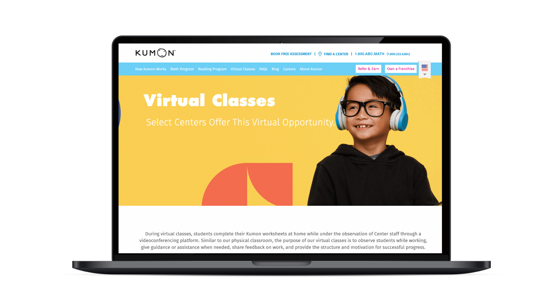 An example of Kumon Learning Center promoting online tutoring sessions locally