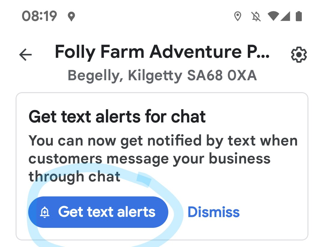 Get text alerts on Google Business Profile