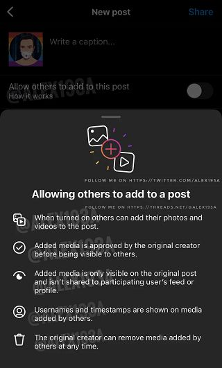 An image showing Thread's new feature that allows others to add a post