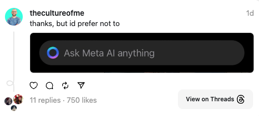 Example of what Ask Meta AI anything looks like